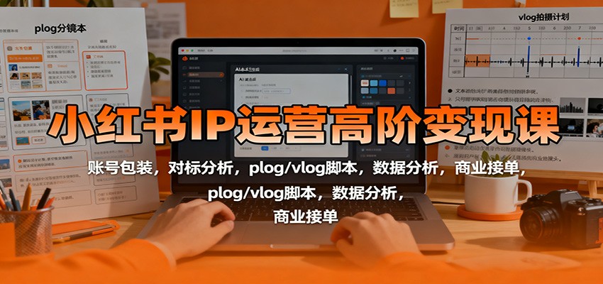 小红书IP运营高阶变现课：账号包装，对标分析，plog/vlog脚本，数据分析，商业接单-87创业网