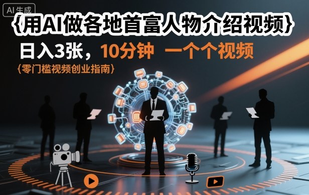 用AI做各地首富人物介绍视频，日入3张，10分钟一个视频-87创业网