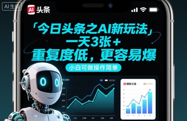 今日头条之AI新玩法，一天3张+，重复度低，更容易爆，小白可做操作简单-87创业网