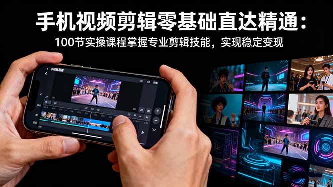 手机视频剪辑零基础直达精通：100节实操课程掌握专业剪辑技能，实现稳...-87创业网