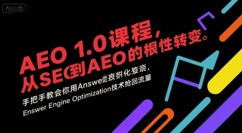 AEO 1.0 课程，从SEO到AE0的基命性转变，手把手教会你用AnswerEngineOptimization技术抢回流量(更新)-87创业网