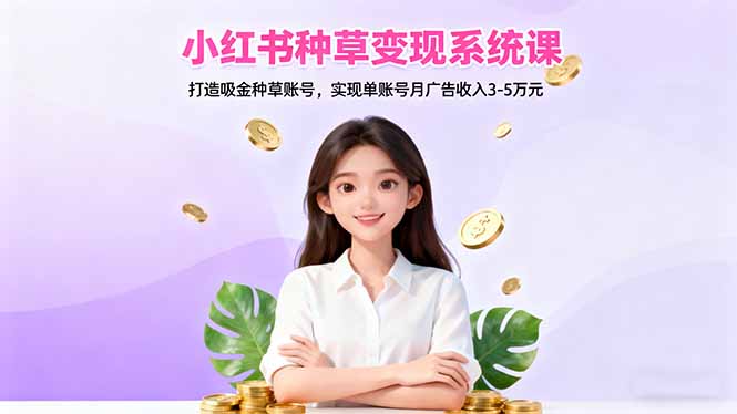 小红书种草变现系统课：打造吸金种草账号，实现单账号月广告收入3-5万元-87创业网