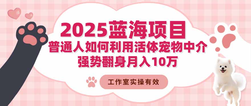 2025蓝海项目：普通人如何利用活体宠物中介，强势翻身月入10万-87创业网