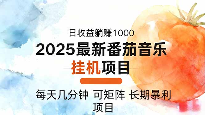 2025年最新番茄音乐人挂机项目，每天几分钟，月入1000＋，可矩阵，一台...-87创业网