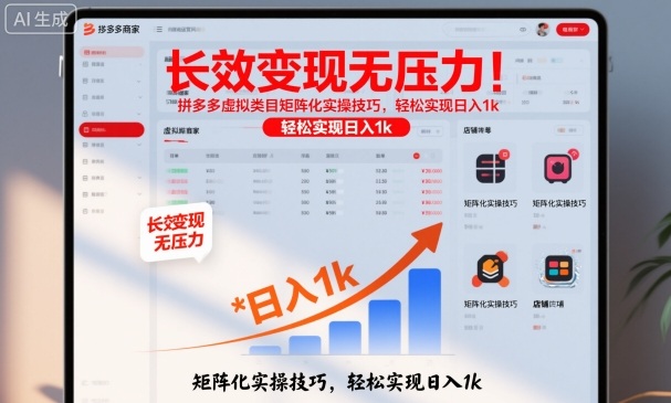 长效变现无压力！拼多多虚拟类目矩阵化实操技巧，轻松实现日入1k【揭秘】-87创业网