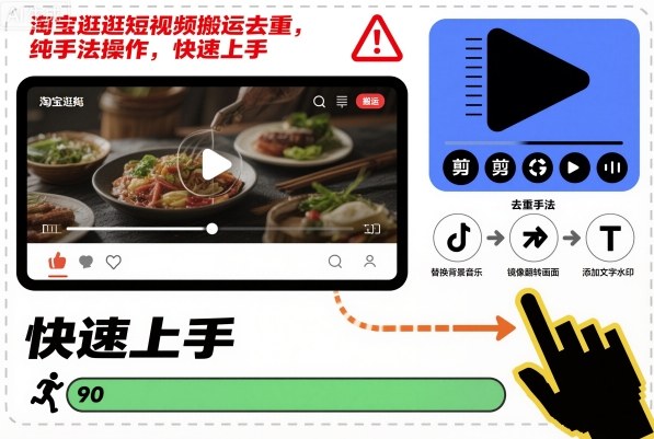 淘宝逛逛短视频搬运去重，纯手法操作，快速上手-87创业网
