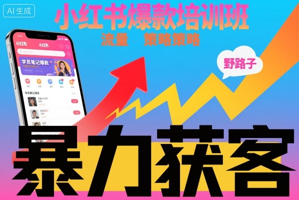 小红书爆款培训班，小红书获客野路子流量打法，暴力持续获客-87创业网