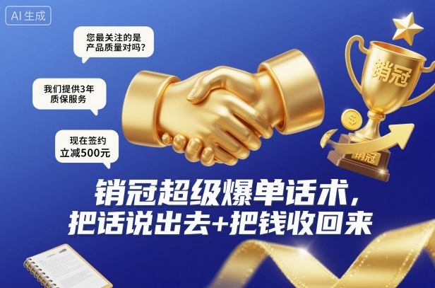 销冠超级爆单话术，把话说出去+把钱收回来-87创业网