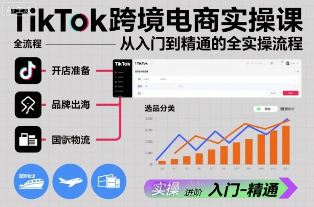 TikTok跨境电商实操课，从入门到精通的全实操流程-87创业网