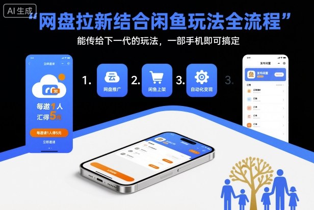 网盘拉新结合闲鱼玩法全流程，能传给下一代的玩法，一部手机即可搞定(附入口渠道以及实操教程)-87创业网