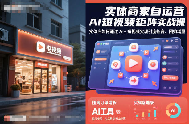 实体商家自运营AI短视频矩阵实战课，实体店如何通过AI+短视频实现引流拓客、团购增量-87创业网