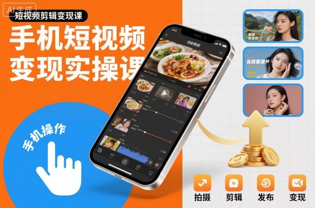 手机短视频变现实操课，短视频剪辑变现课-87创业网
