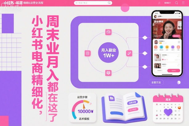 小红书电商精细化运营全流程，周末副业月入1W+，全套方法都在这了-87创业网