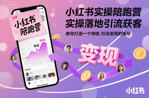 小红书实操陪跑营，实操落地引流获客，教你打造一个持续引流变现的账号-87创业网