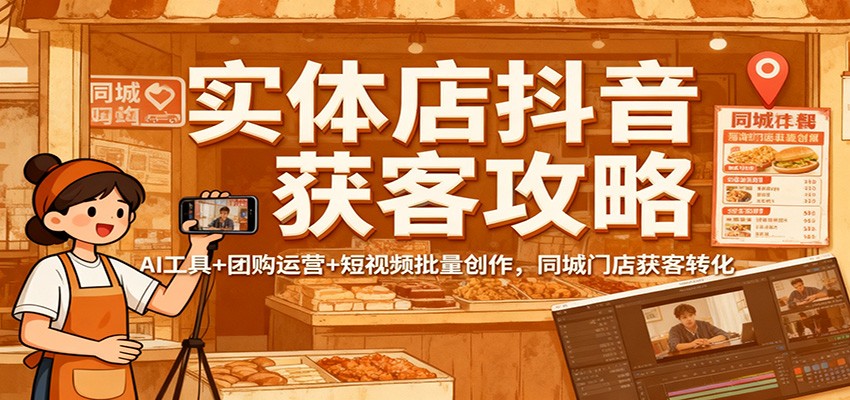 实体店抖音获客攻略：AI工具+团购运营+短视频批量创作，同城门店获客转化-87创业网