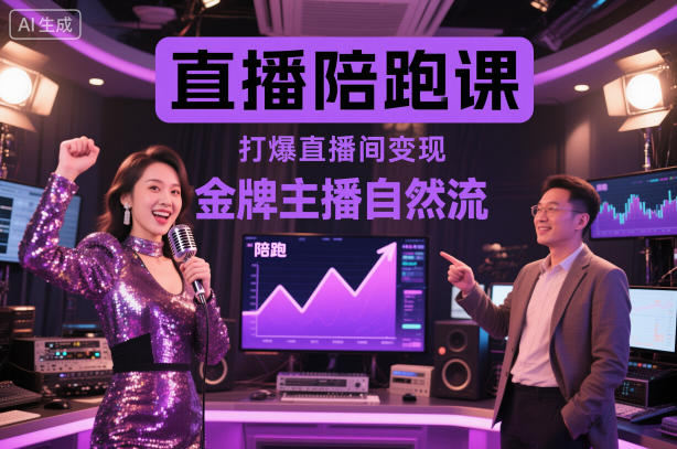 直播陪跑课，金牌主播自然流打爆直播间，复制高变现玩法-87创业网