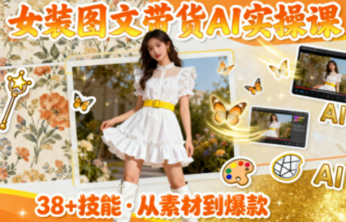 女装图文带货的AI实操课，覆盖38个实用技能，快速提升素材制作效率-87创业网