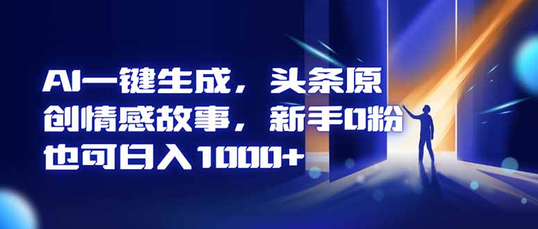 AI一键生成，头条原创情感故事，新手0粉也可日入1000+-87创业网