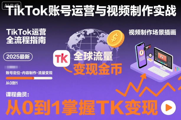 2025最新TikTok账号运营与视频制作实战全流程，从0到1掌握TK变现(含11月最新TK搬运技术)-87创业网