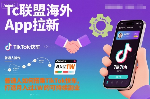 Tc联盟海外App拉新：普通人如何搭乘TikTok快车，打造月入过1W的可持续副业-87创业网