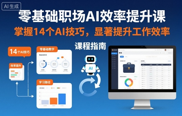 零基础职场AI效率提升课，掌握14个AI技巧，显著提升工作效率-87创业网