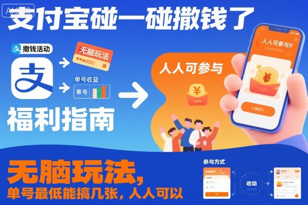 支付宝碰一碰撒钱了，无脑玩法，单号最低能搞几张，人人可以撸【揭秘】-87创业网