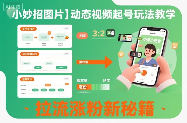 小妙招图片＋动态视频起号玩法教学，拉流涨粉新秘籍-87创业网