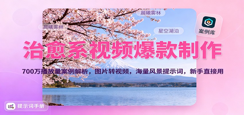 治愈系视频爆款制作，700万播放量案例解析，图片转视频，海量风景提示词，新手直接用-87创业网