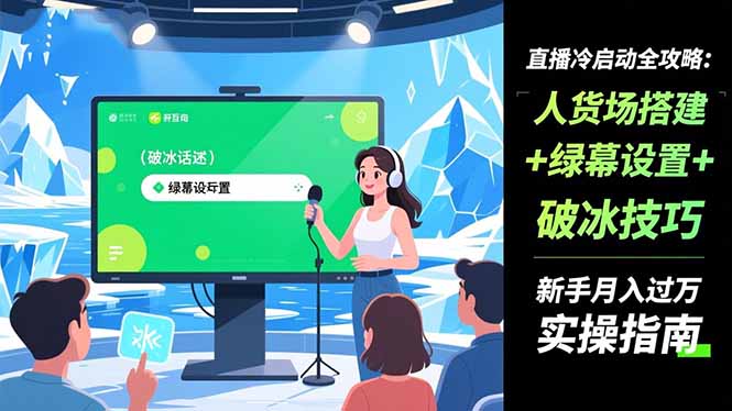 直播冷启动全攻略:人货场搭建+绿幕设置+破冰技巧，新手月入过万实操指南-87创业网