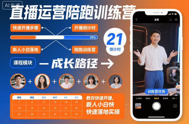 直播运营陪跑训练营，教你快速开播，新人小白快速落地实操-87创业网