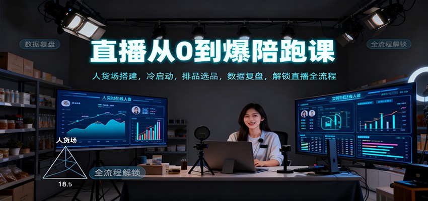直播从0到爆陪跑课：人货场搭建，冷启动，排品选品，数据复盘，解锁直播全流程-87创业网