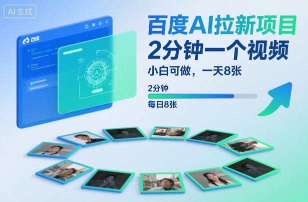 百度AI拉新项目，2分钟一个视频，小白可做，一天8张【附案例+保姆级教程】-87创业网