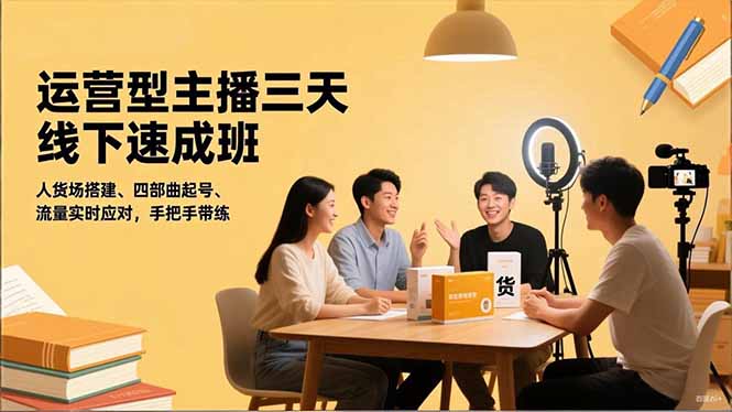 运营型主播三天线下班，人货场搭建,四部曲起号,流量实时应对，手把手带练-87创业网