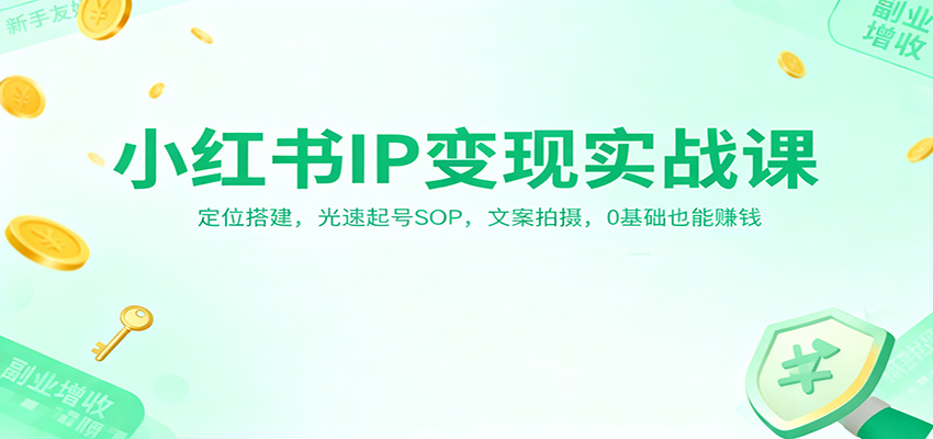 小红书IP变现实战课：定位搭建，光速起号SOP，文案拍摄，0基础也能赚钱-87创业网