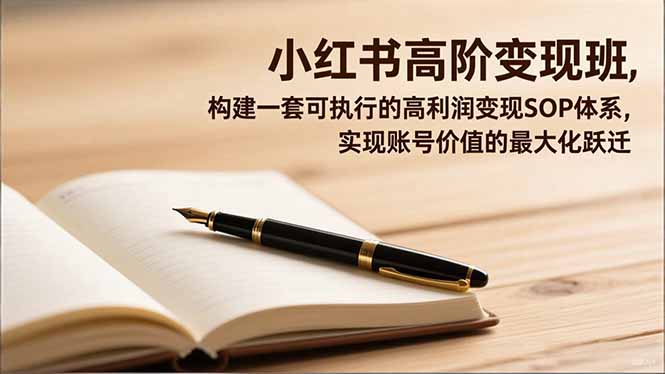小红书高阶变现班，构建一套可执行的高利润变现SOP体系，实现账号价值的最大化跃迁-87创业网