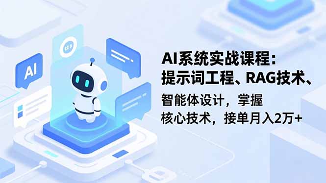 AI系统实战课程，提示词工程、RAG技术、智能体设计，掌握核心技术，接单月入2万+-87创业网