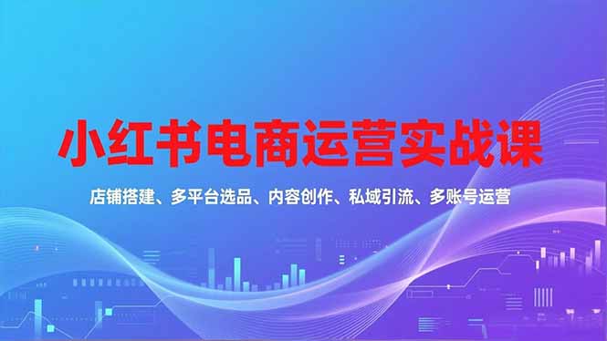 小红书电商运营实战课，店铺搭建、多平台选品、内容创作、私域引流、多账号运营等玩法-87创业网