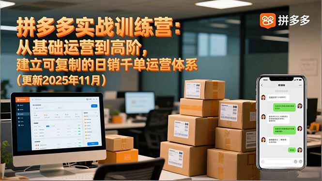 拼多多实战训练营：从基础运营到高阶，建立可复制的日销千单运营体系(更新11月-87创业网