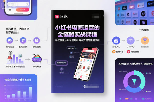 小红书电商运营的全链路实战课程，系统覆盖从账号搭建到商业变现的完整流程-87创业网