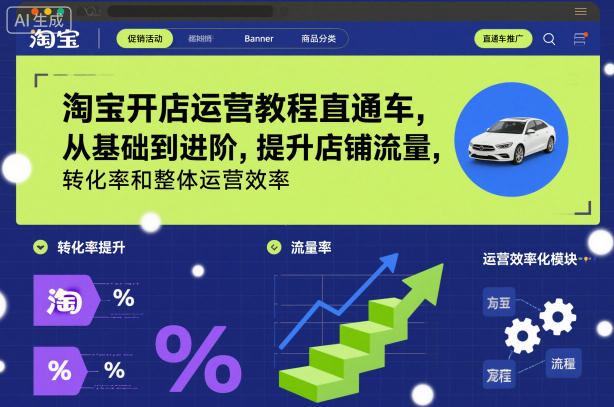 淘宝开店运营教程直通车，从基础到进阶，提升店铺流量，转化率和整体运营效率(更新11月)-87创业网