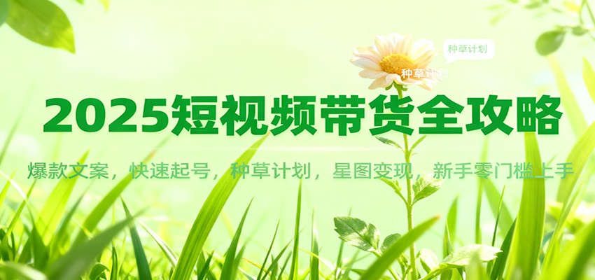 2025短视频带货全攻略：爆款文案，快速起号，种草计划，星图变现，新手零门槛上手-87创业网