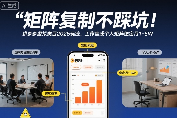 矩阵复制不踩坑！拼多多虚拟类目2025玩法，工作室或者个人矩阵稳定月1-5W【揭秘】-87创业网