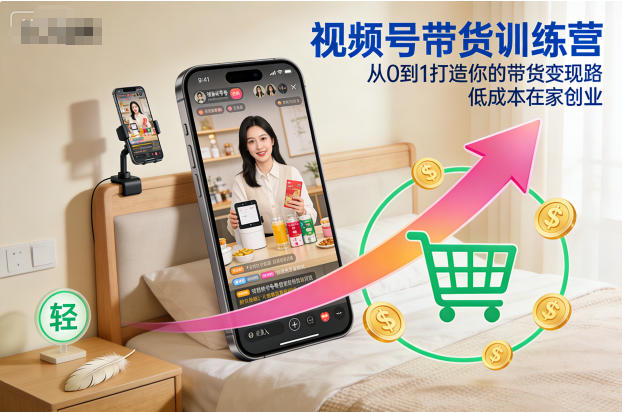 视频号带货训练营，从0到1打造你的带货变现路，低成本在家创业-87创业网