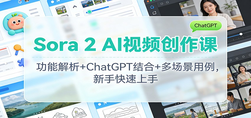 Sora 2 AI视频创作课：功能解析+ChatGPT结合+多场景用例，新手快速上手-87创业网