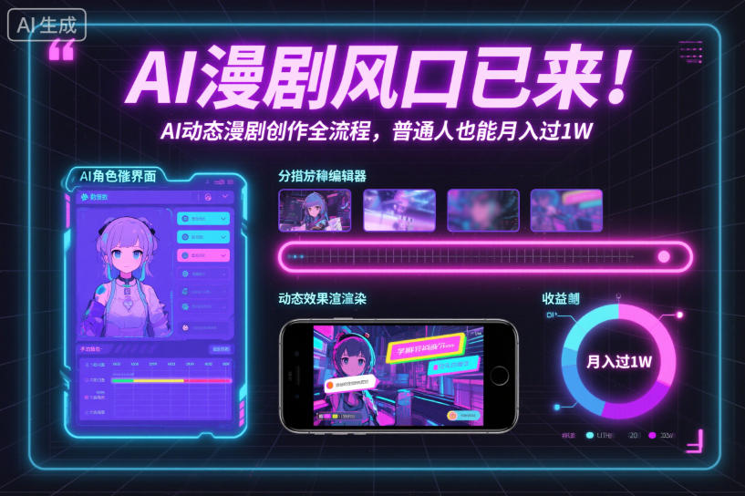 AI漫剧风口已来！AI动态漫剧创作全流程，普通人也能月入过1W-87创业网