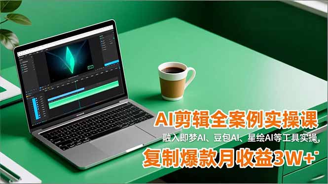 AI剪辑全案例实操课，融入即梦AI、豆包AI、星绘AI等工具实操，复制爆款月收益3W+-87创业网