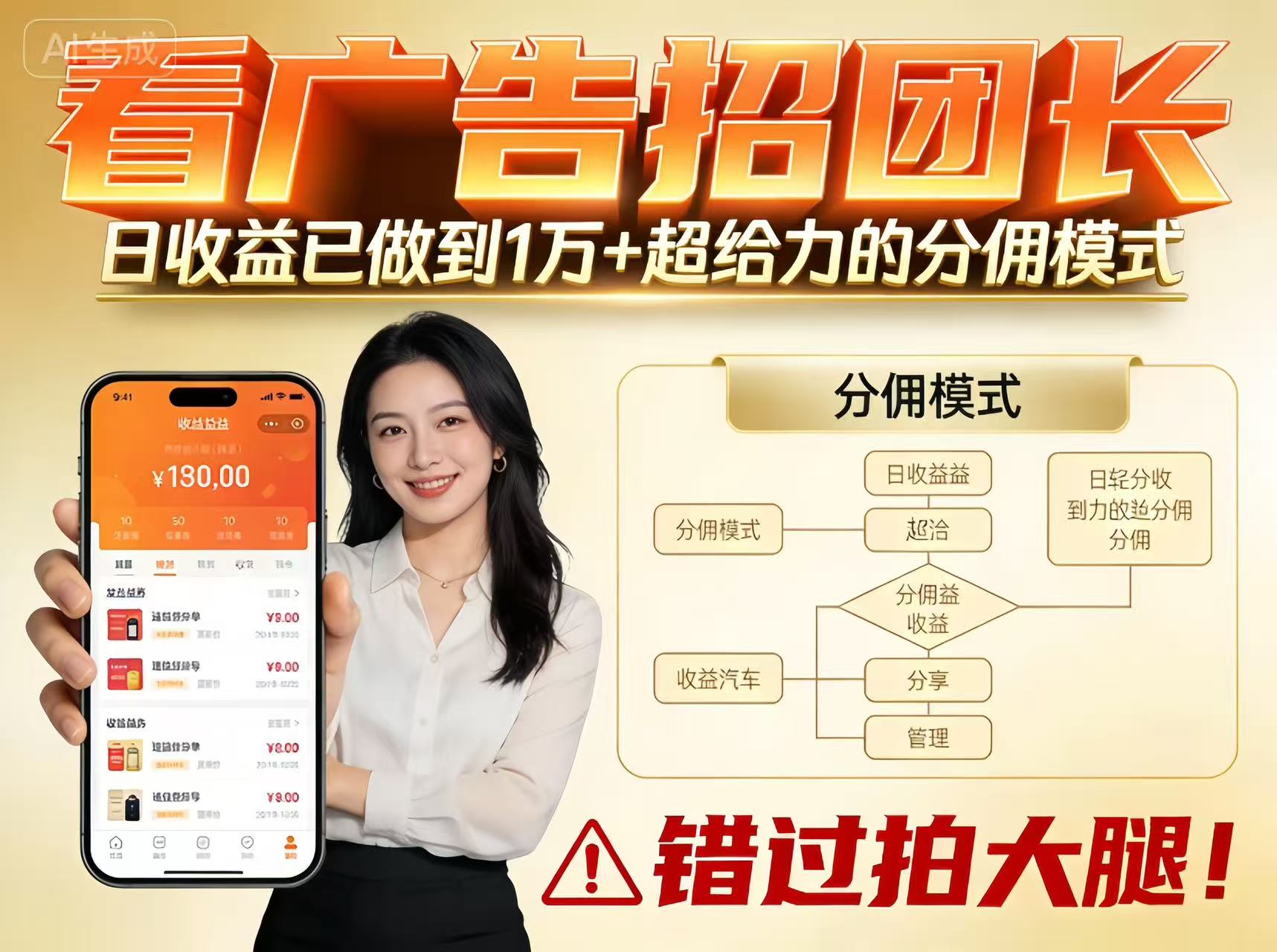 看广告招团长，团队收益已做到日入1万，分佣模式超给力，错过拍大腿-87创业网