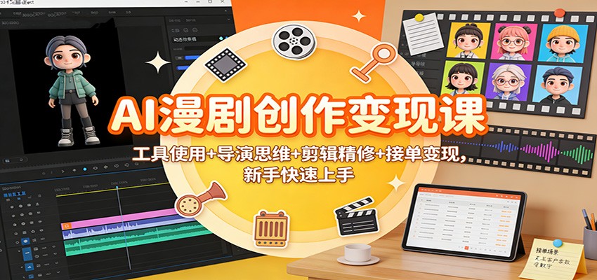 AI漫剧创作变现课：工具使用+导演思维+剪辑精修+接单变现，新手快速上手-87创业网