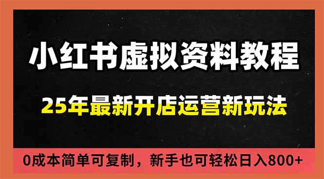 小红书虚拟资料项目：最新搜索流变现玩法，0成本简单可复制，一人多店打法，新手日入800+-87创业网