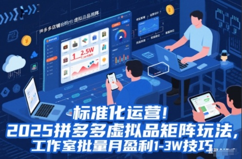标准化运营！2025拼多多虚拟品矩阵玩法，工作室批量月盈利1-3W技巧【揭秘】-87创业网